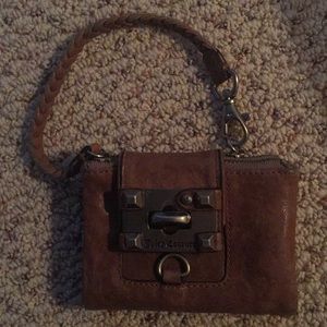 Brown LEATHER juicy couture wristlet